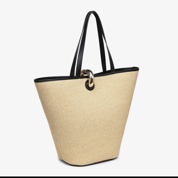 Urban Expressions Tan and Black Woven Tote - New w/Tags - Raelynn Tote - Picture 3 of 15